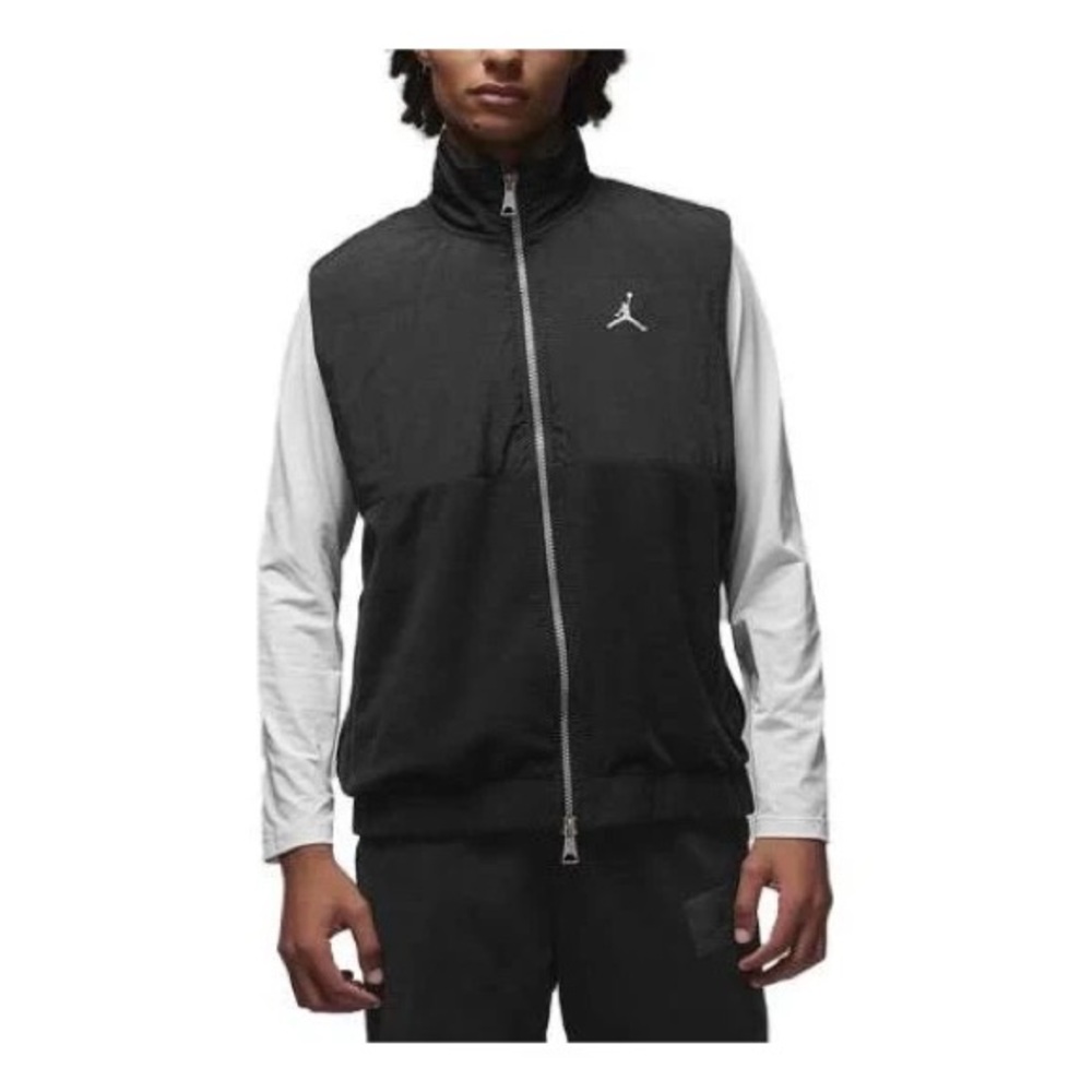 Air Jordan Nike Black Vest Fleece Nylon Men's XL Front Zip Sleeveless Jacket